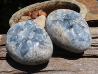 Polished Crystal Centred Celestite Eggs  x 2 From Sakoany, Madagascar - TopRock