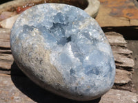 Polished Crystal Centred Celestite Eggs  x 2 From Sakoany, Madagascar - TopRock