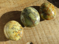 Polished Dendritic Yellow & Purple Opal Palm Stones  x 12 From Madagascar - Toprock Gemstones and Minerals 