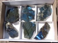 Polished One Side Polished Labradorite Slabs  x 6 From Madagascar - TopRock