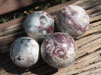 Polished Pink Tourmaline Rubellite Spheres  x 4 From Madagascar - TopRock