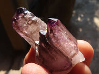 Natural Smokey Amethyst Window Quartz Crystals  x 12 From Chiredzi, Zimbabwe