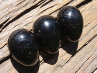 Polished Schorl Black Tourmaline Eggs  x 12 From Madagascar - Toprock Gemstones and Minerals 