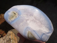 Polished Blue Lace Agate Standing Free Form x 1 From Nsanje, Malawi