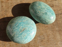 Polished Blue Amazonite Palm Stones  x 12 From Madagascar - Toprock Gemstones and Minerals 