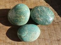 Polished Blue Amazonite Palm Stones  x 12 From Madagascar - Toprock Gemstones and Minerals 