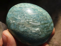 Polished Blue Amazonite Palm Stones  x 12 From Madagascar - Toprock Gemstones and Minerals 