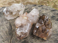 Polished Lovely Selection Of Smokey Window Quartz Crystals  x 3 From Madagascar - TopRock