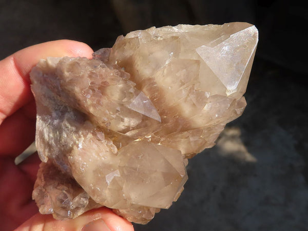 Natural Cascading Smokey Quartz Clusters x 6 From Luena, Congo