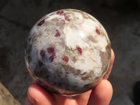 Polished Rubellite Pink Tourmaline Matrix Spheres x 4 From Madagascar