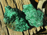 Natural Chatoyant Silky Malachite Specimens  x 2 From Kasompe, Congo