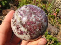 Polished Rubellite Pink Tourmaline Matrix Spheres x 4 From Madagascar