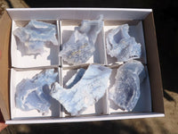 Natural Etched Blue Chalcedony Specimens  x 6 From Nsanje, Malawi