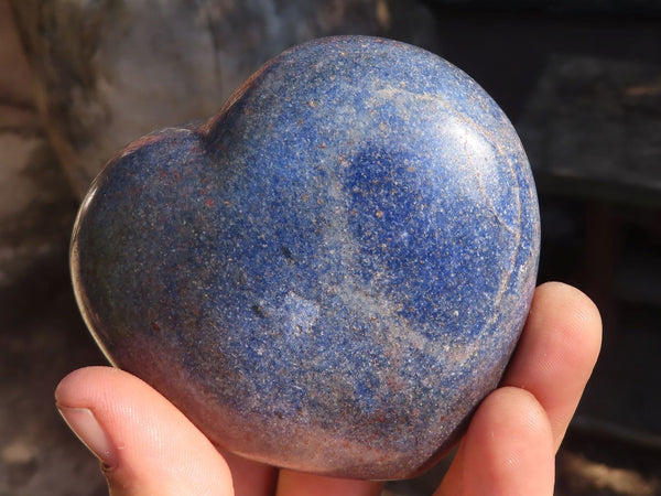 Polished Blue Lazulite Hearts  x 4 From Madagascar - Toprock Gemstones and Minerals 