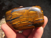 Polished Golden Tigers Eye Free Forms x 6 From Prieska, Northern Cape