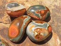 Polished Polychrome / Picasso Jasper Free Forms  x 4 From Madagascar - TopRock