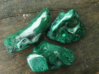 Polished Malachite Free Forms With Stunning Flower & Banding Patterns x 3 From Congo - TopRock