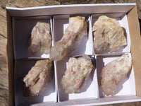 Natural Cascading White Phantom Smokey Quartz Specimens  x 6 From Luena, Congo - Toprock Gemstones and Minerals 