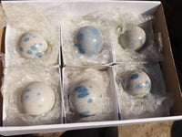 Polished Blue Spotted Spinel Quartz Spheres x 6 From Madagascar