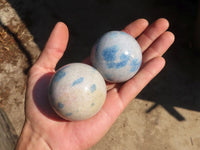 Polished Blue Spotted Spinel Quartz Spheres x 6 From Madagascar