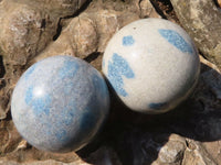 Polished Blue Spotted Spinel Quartz Spheres x 6 From Madagascar