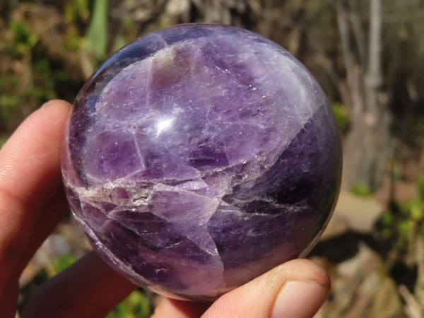 Polished Chevron Amethyst Spheres x 4 From Zambia