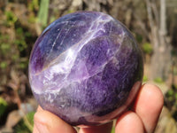 Polished Chevron Amethyst Spheres x 4 From Zambia