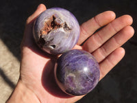 Polished Chevron Amethyst Spheres x 4 From Zambia