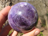 Polished Chevron Amethyst Spheres x 4 From Zambia