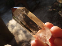 Polished Wispy Phantom Smokey Quartz Points x 6 From Madagascar