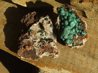 Natural Rare Ball Malachite On Drusy Quartz & Dolomite Specimens x 2 From Kambove, Congo