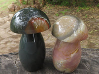 Polished Polychrome / Picasso Jasper Mushrooms  x 6 From Mahajanga, Madagascar - TopRock