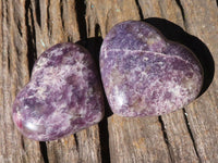 Polished Purple Lepidolite Hearts  x 6 From Madagascar - Toprock Gemstones and Minerals 