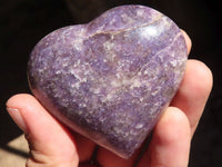 Polished Purple Lepidolite Hearts  x 6 From Madagascar - Toprock Gemstones and Minerals 