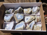 Natural Blue Lace Agate Geode Specimens  x 12 From Nsanje, Malawi - Toprock Gemstones and Minerals 