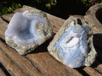 Natural Blue Lace Agate Geode Specimens  x 12 From Nsanje, Malawi - Toprock Gemstones and Minerals 