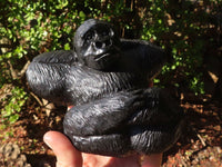 Polished Black Soapstone Gorilla Carving x 1 From Zimbabwe