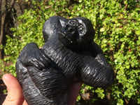 Polished Black Soapstone Gorilla Carving x 1 From Zimbabwe