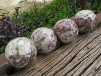 Polished Rubellite Pink Tourmaline In Matrix Spheres  x 4 From Madagascar - TopRock