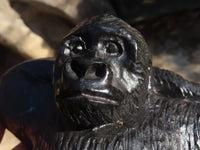 Polished Black Soapstone Gorilla Carving x 1 From Zimbabwe