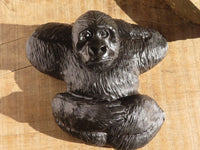 Polished Black Soapstone Gorilla Carving x 1 From Zimbabwe