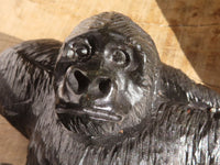 Polished Black Soapstone Gorilla Carving x 1 From Zimbabwe