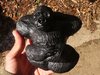 Polished Black Soapstone Gorilla Carving x 1 From Zimbabwe