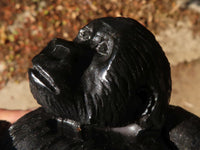 Polished Black Soapstone Gorilla Carving x 1 From Zimbabwe