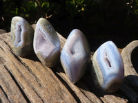 Polished Blue Lace Agate Standing Free Forms  x 4 From Nsanje, Malawi