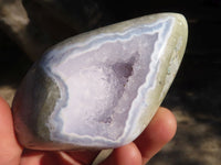 Polished Blue Lace Agate Standing Free Forms  x 4 From Nsanje, Malawi