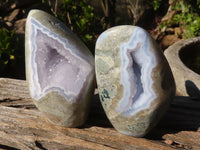 Polished Blue Lace Agate Standing Free Forms  x 4 From Nsanje, Malawi