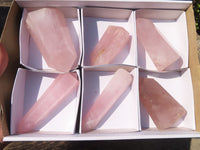 Polished Gemmy Rose Quartz Points x 6 From Antsirabe, Madagascar