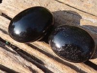 Polished Schorl Black Tourmaline Palm Stones  x 12 From Madagascar - Toprock Gemstones and Minerals 