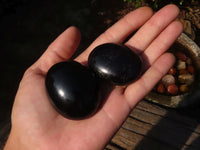 Polished Schorl Black Tourmaline Palm Stones  x 12 From Madagascar - Toprock Gemstones and Minerals 